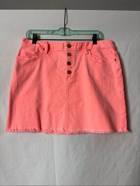 Lilly Pulitzer Coral-Pink Button-Front Mini Skirt